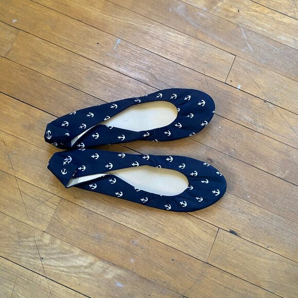 J Crew Ballet Flats - Navy with white anchors - Picture 2 of 7